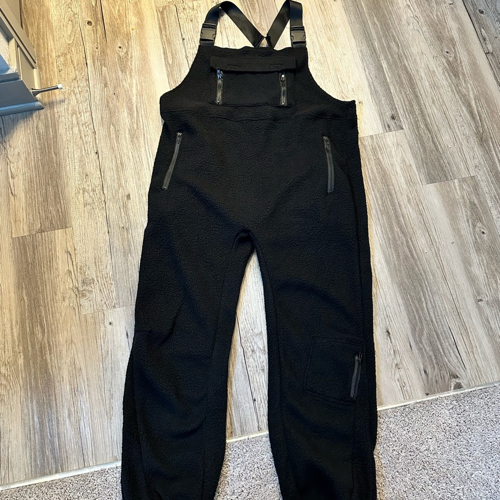 Amazon black fleece overalls